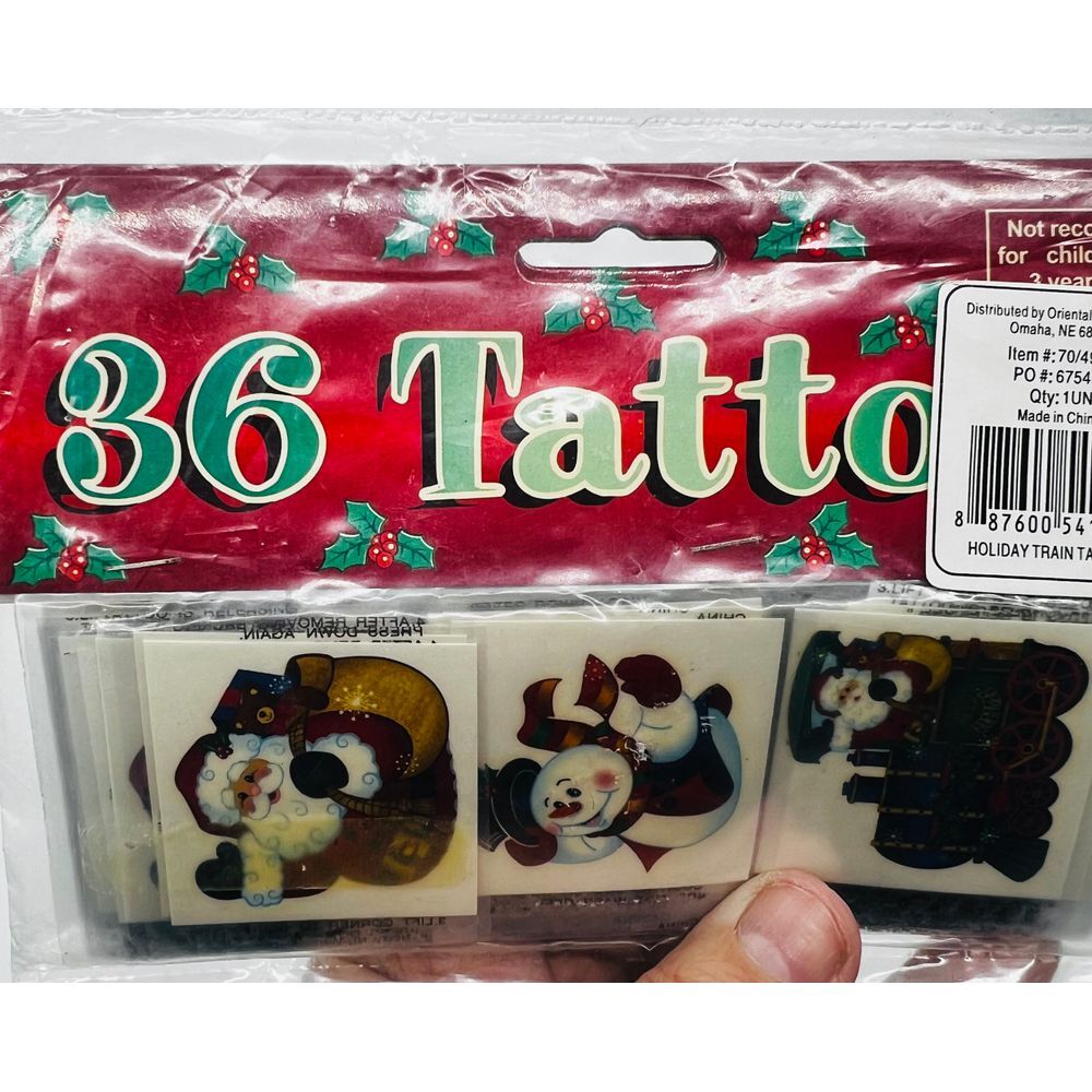 36 Christmas Tattoos HolidayTrain Snowman‎ Santa Stocking Stuffer